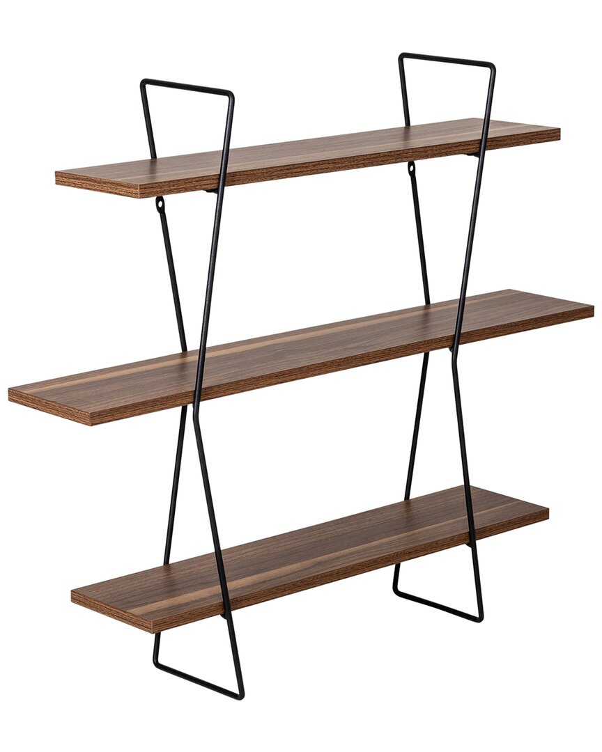Honey-can-do 3-tier Metal & Wood Wall Shelves In Brown