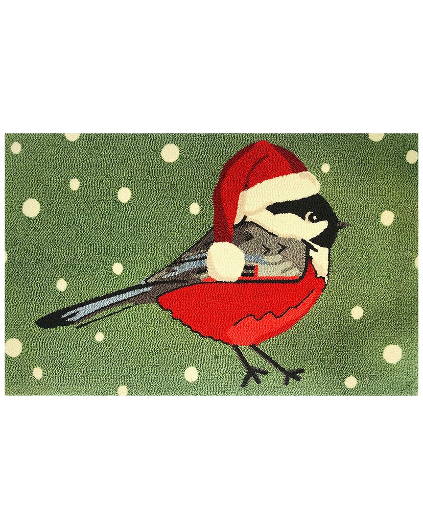 The Rug Market Chickadee Santa 24x36in Doormat In Green