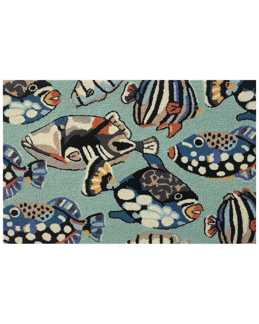 The Rug Market Pattern Fish Toss 30x48in Doormat In Aqua