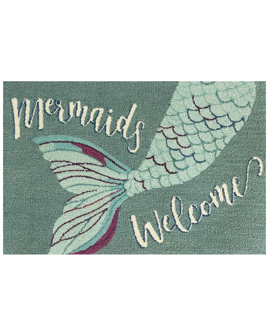 The Rug Market Mermaids Welcome 30x48in Doormat In Aqua