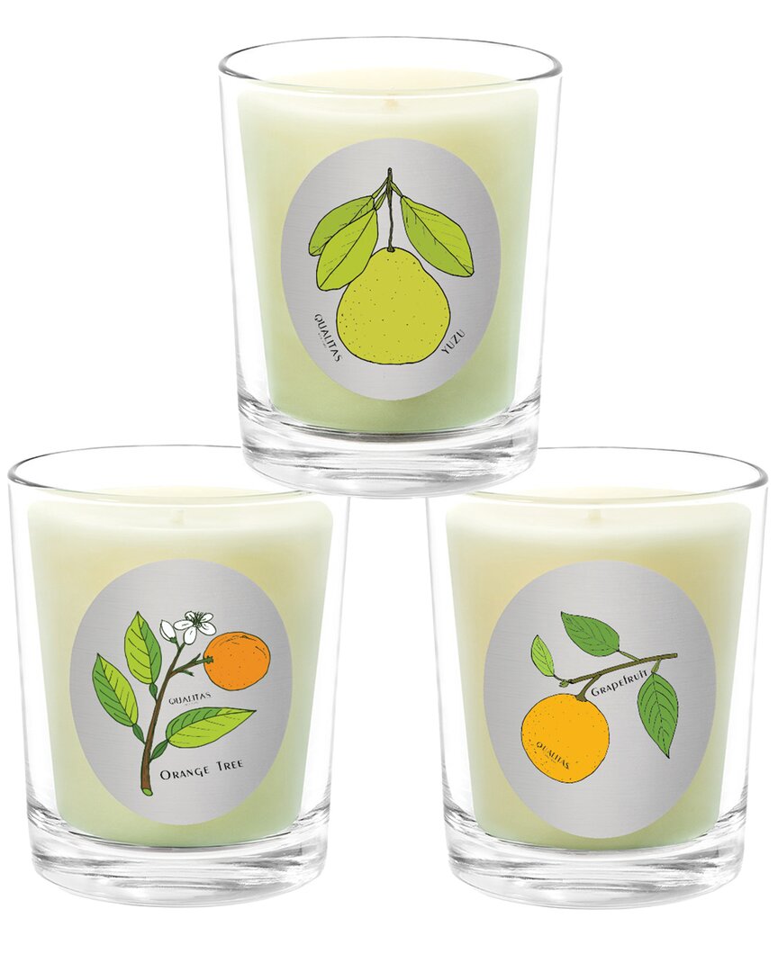 Qualitas Candles 3pc Candle Set - Grapefruit In White