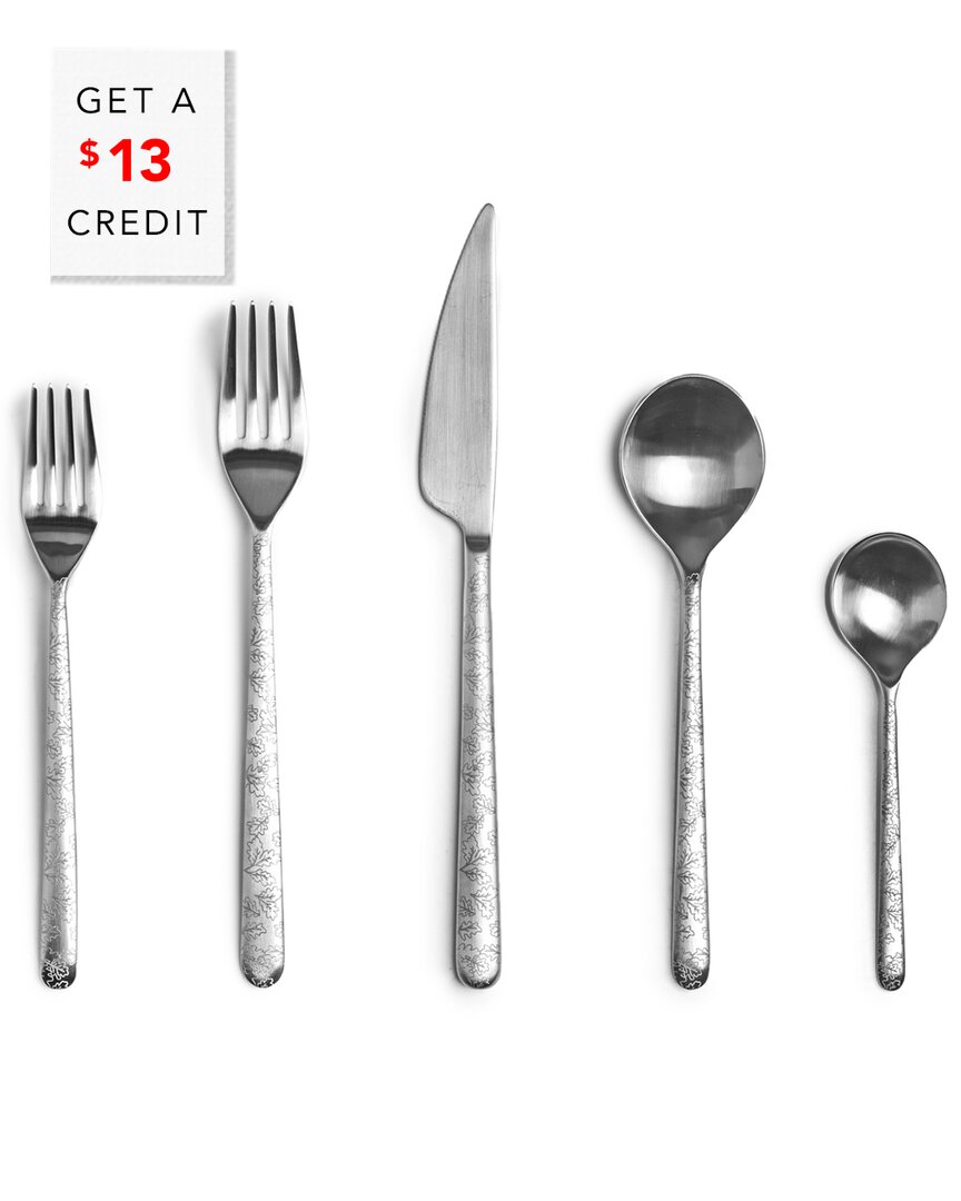 Mepra Lina Leaves 5pc Cutlery Set With $13 Credit In Silver