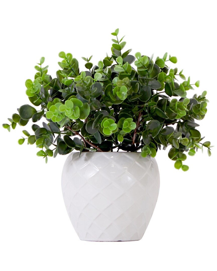 Nearly Natural 11in Artificial Boxwood Plant With Decorative Planter In Green