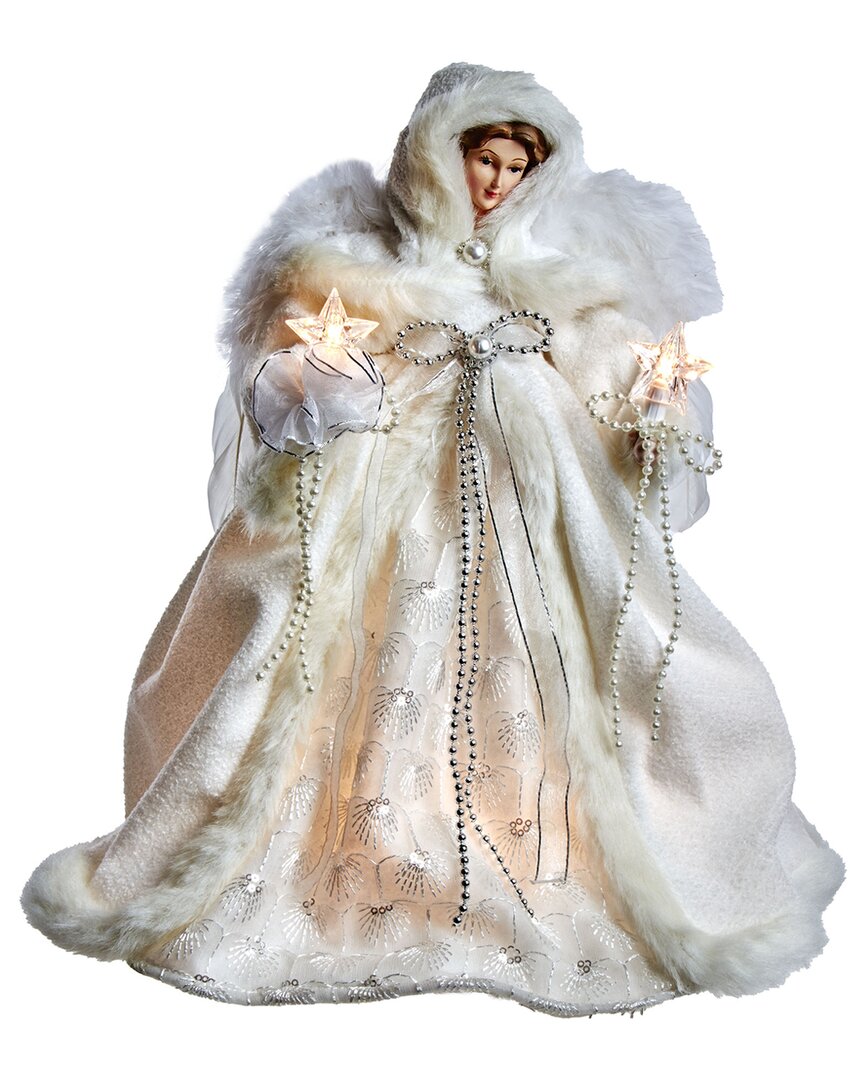 Kurt Adler Ul 10-light 14in White Angel Tree Topper In White