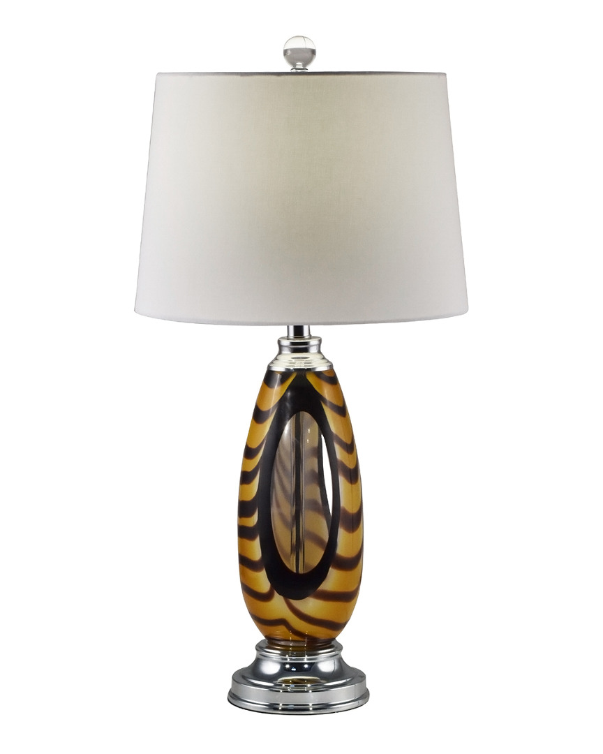 Dale Tiffany Bengal Tiger Art Glass Table Lamp In Multi