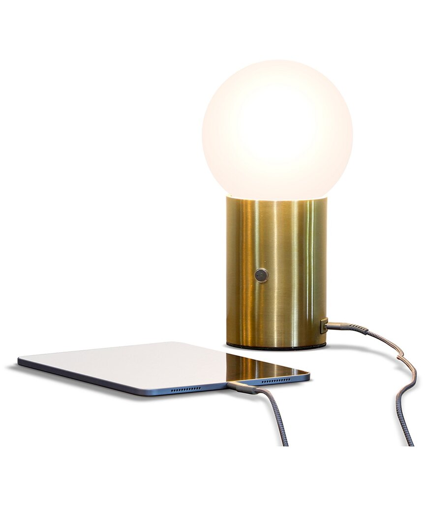 Shop Brightech Kai Brass Led Table Lamp With Usb Port