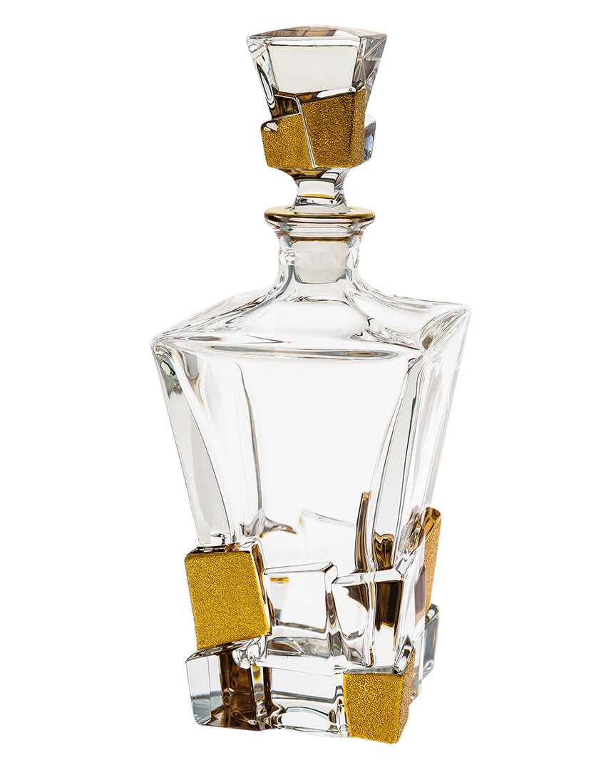 Barski Crystal Glass Square Shaped Decanter In Clear