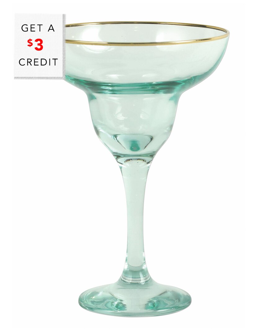 Vietri Viva By  Rainbow Green Margarita Glass With $3 Credit