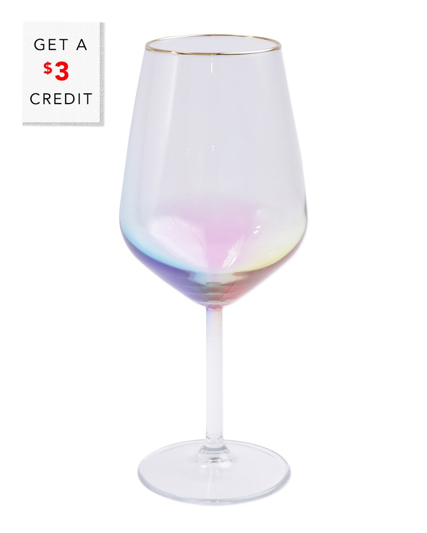 Vietri Viva By  Rainbow Wine Glass With $3 Credit In Multi