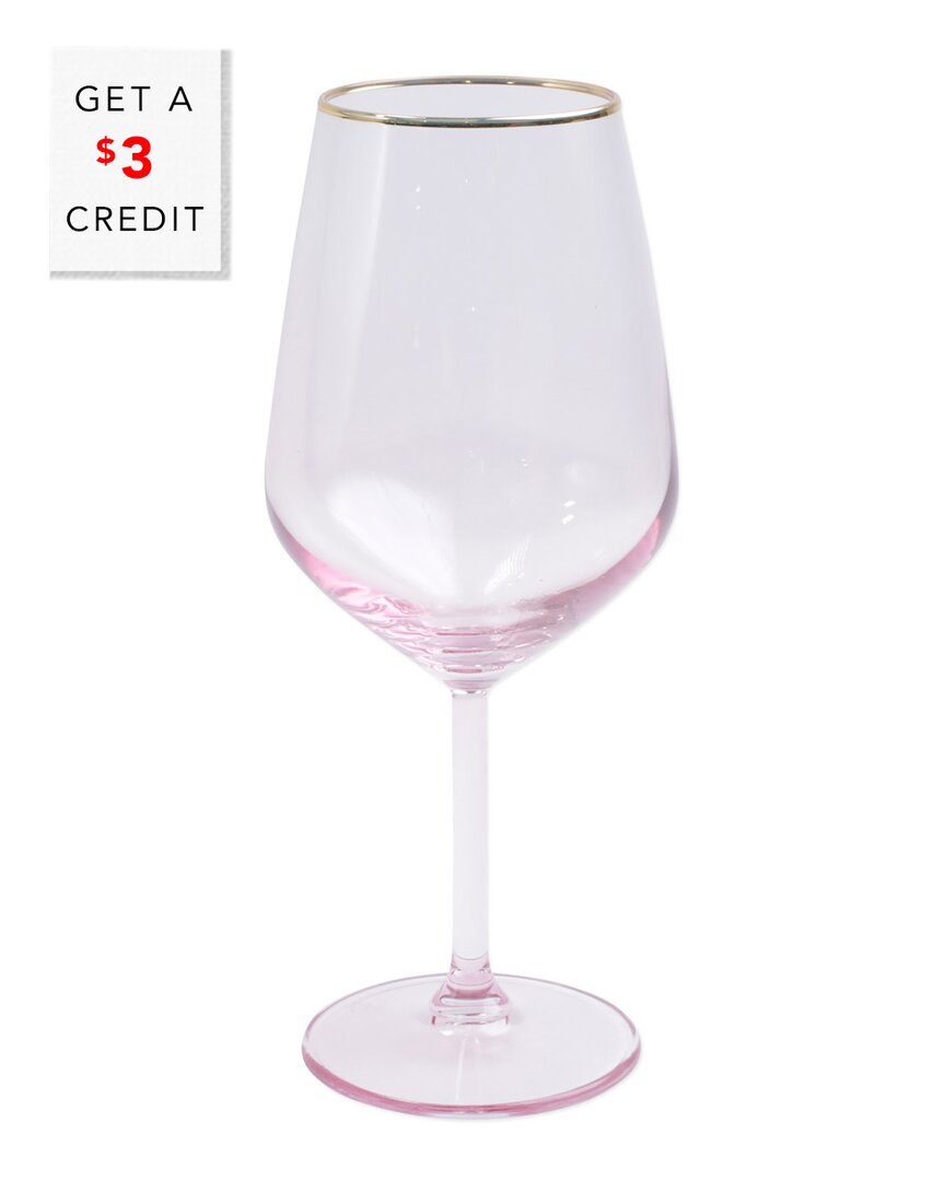 Vietri Viva By  Rainbow Pink Wine Glass With $3 Credit