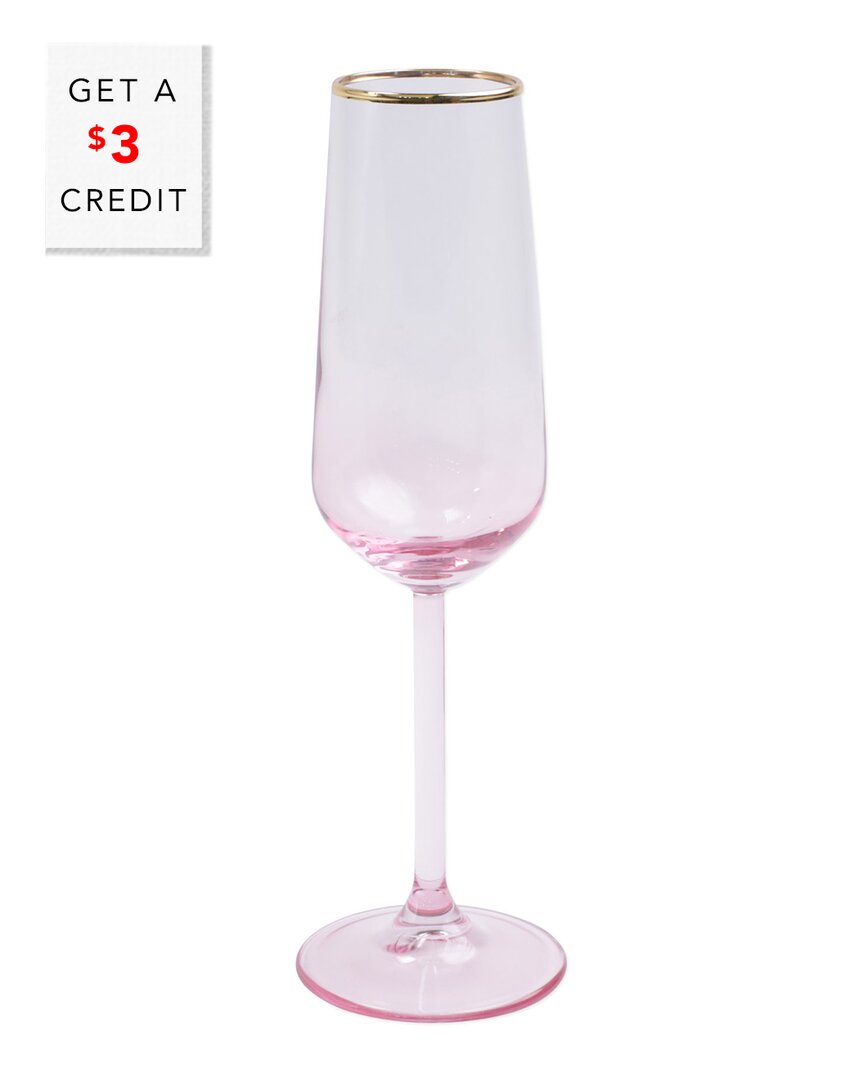 Vietri Viva By  Rainbow Pink Champagne Flute With $3 Credit