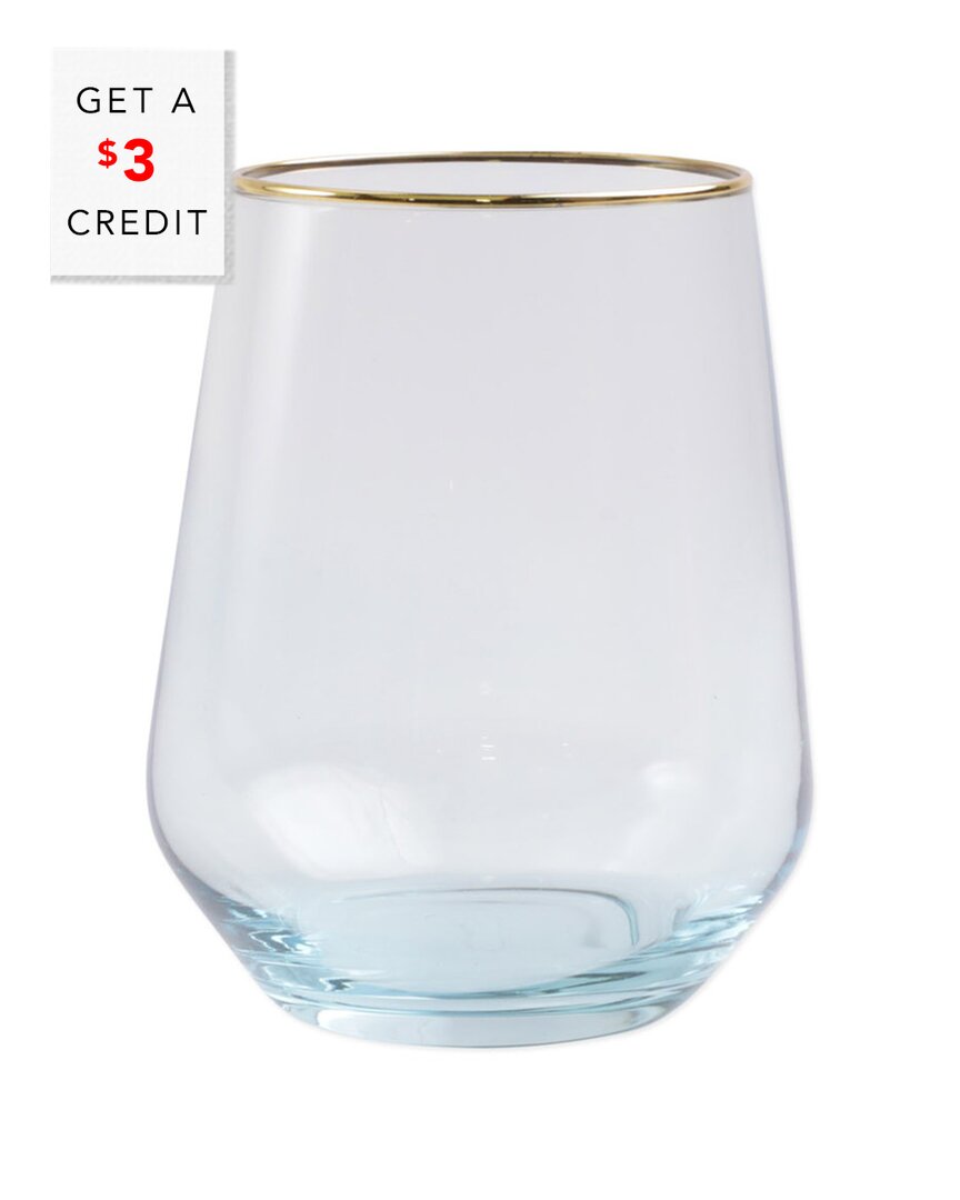 Vietri Dnu Unprofitable Viva By  Rainbow Turquoise Stemless Wine Gla With $3 Credit