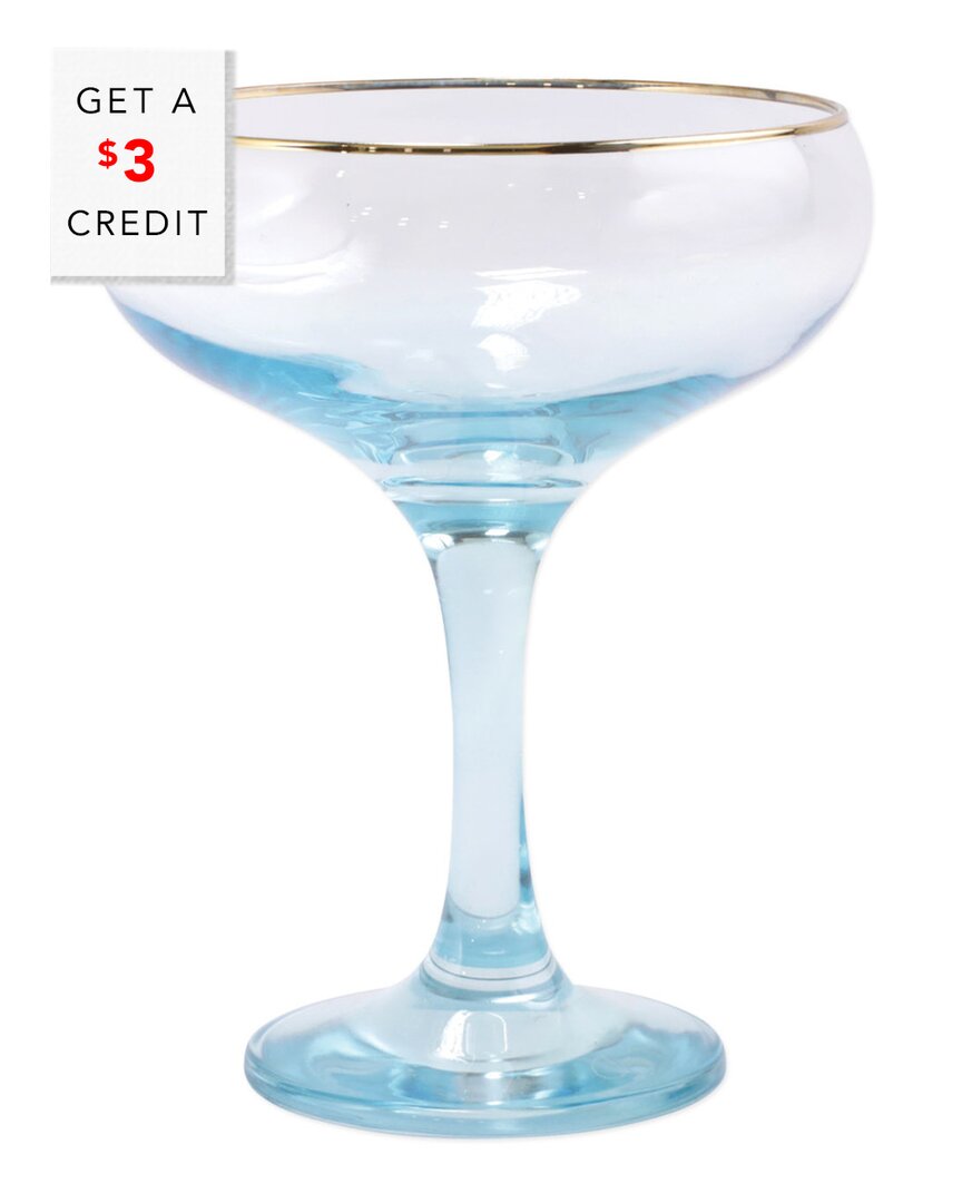 Vietri Viva By  Rainbow Turquoise Coupe Champagne G With $3 Credit