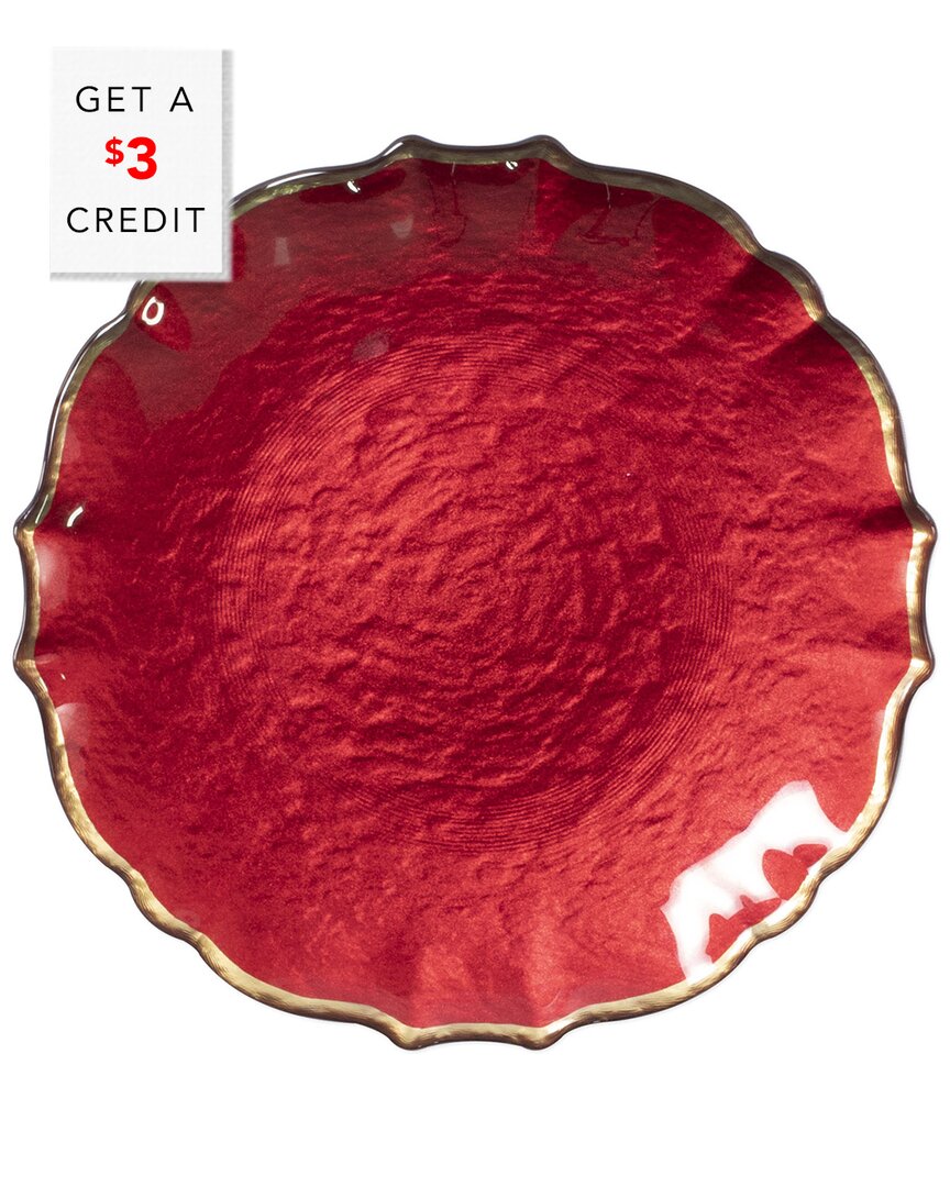 Vietri Pastel Glass Salad Plate, Red