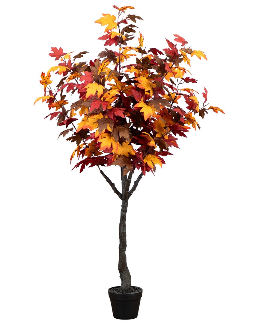 Nearly Natural 5ft Artificial Autumn Eucalyptus Tree With Handmade Tassel Basket