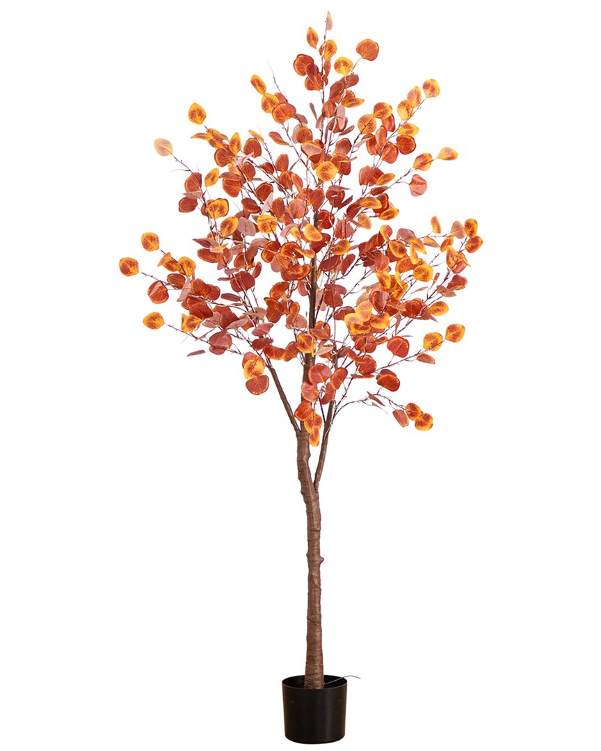 Shop Nearly Natural 6ft Pre-lit Autumn Eucalyptus Artificial Fall Tree With 300 Warm White Led Lights