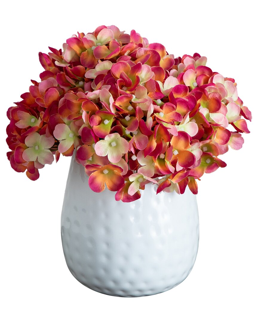 Nearly Natural 11in. Artificial Hydrangea Arrangement In Gold Met