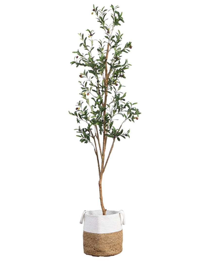 Nearly Natural 7ft. Artificial Olive Tree With Natural Trunk And