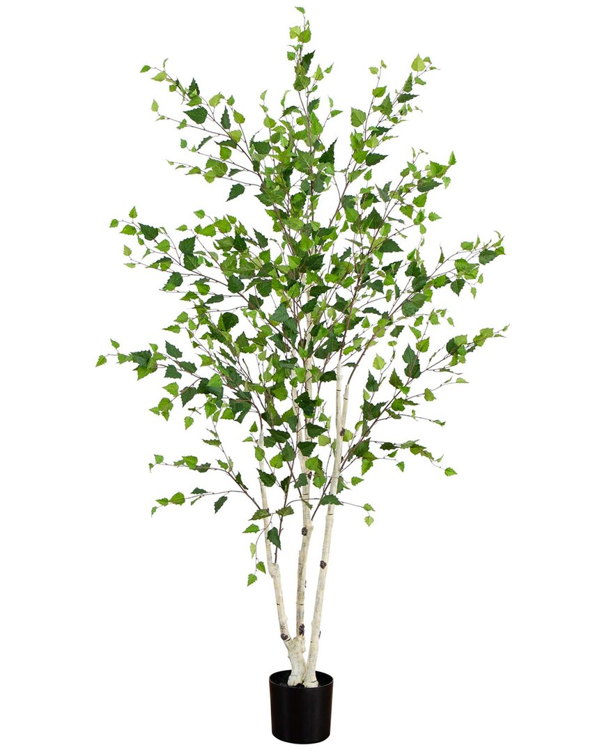 Nearly Natural 7ft Artificial Birch Tree With Real Touch Leaves In Green
