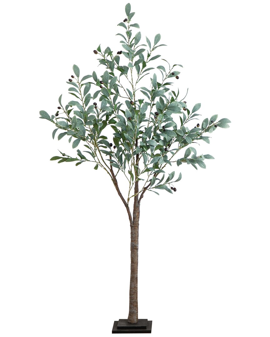 Shop Nearly Natural 5ft Lighted Artificial Fruiting Olive Tree With 200 Warm White  Led Lights In Green