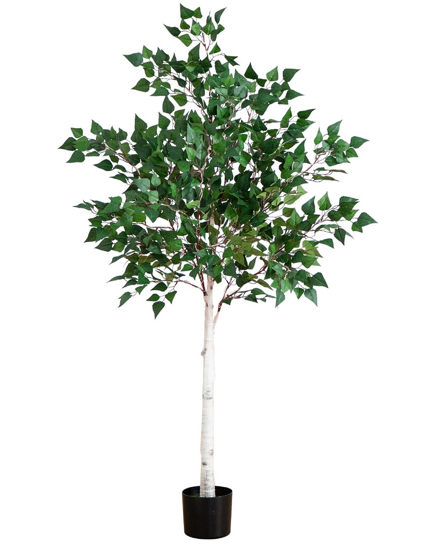 Nearly Natural 5ft Lighted Artificial Birch Tree With 180 Warm White Led Lights In Green
