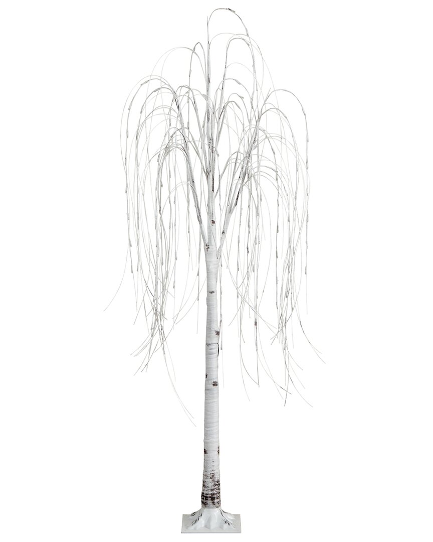 Nearly Natural 6ft Pre-lit Artificial White Weeping Willow Tree With 160 Warm  White Led Lights