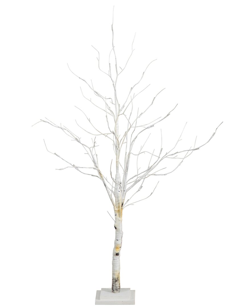 Shop Nearly Natural 4ft Pre-lit Artificial White Birch Tree With 51 White Led  Lights