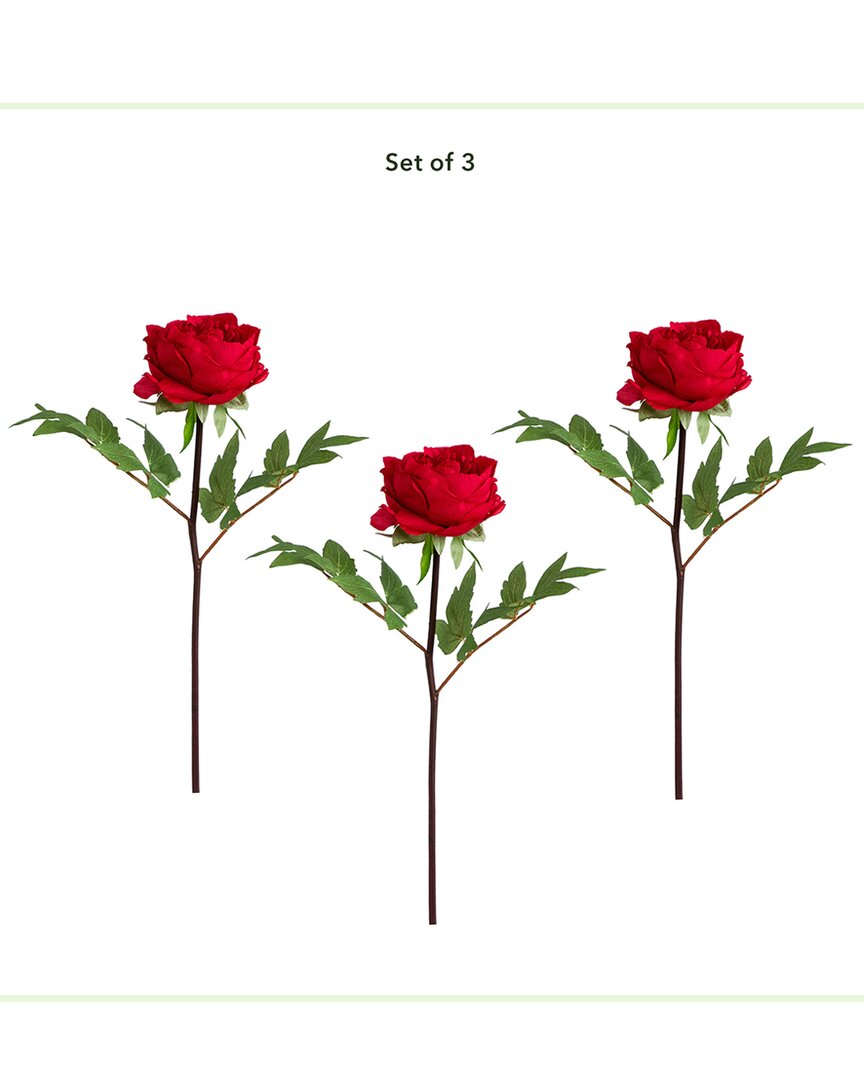 NEARLY NATURAL NEARLY NATURAL SET OF THREE 20IN ARTIFICIAL PEONY FLOWER STEMS 