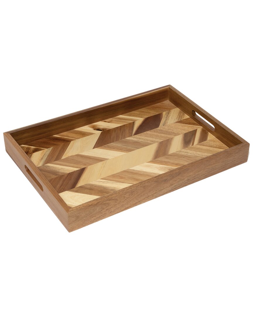 Lipper International Acacia Herringbone Serving Tray In Brown