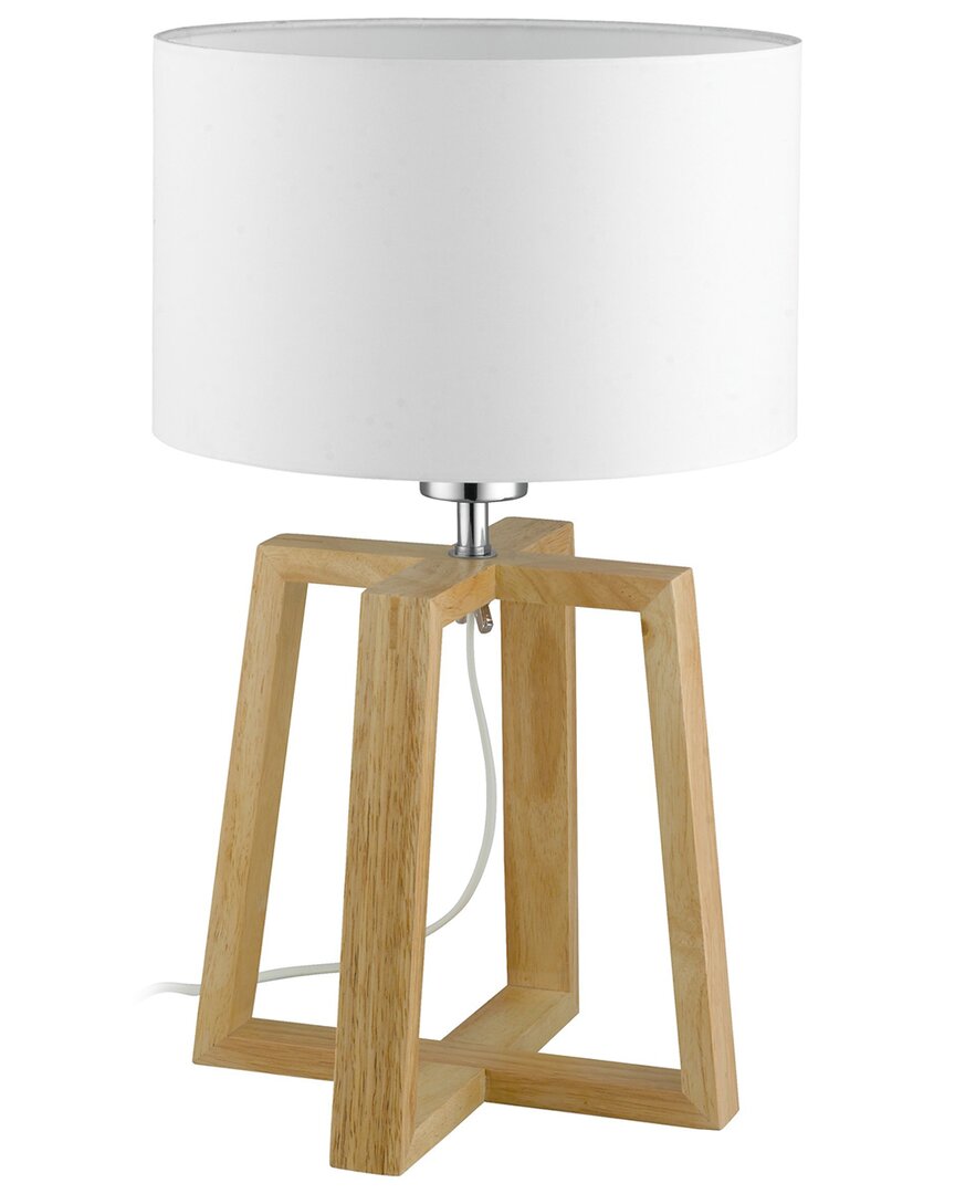 Eglo Chietino 1 Light Table Lamp With Wood Base & White Fabric Shade