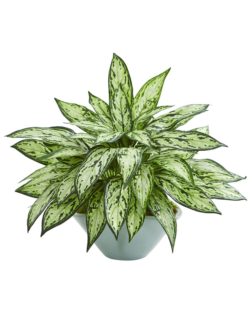 Shop Nearly Natural Silver Queen Artificial Plant In Green Vase