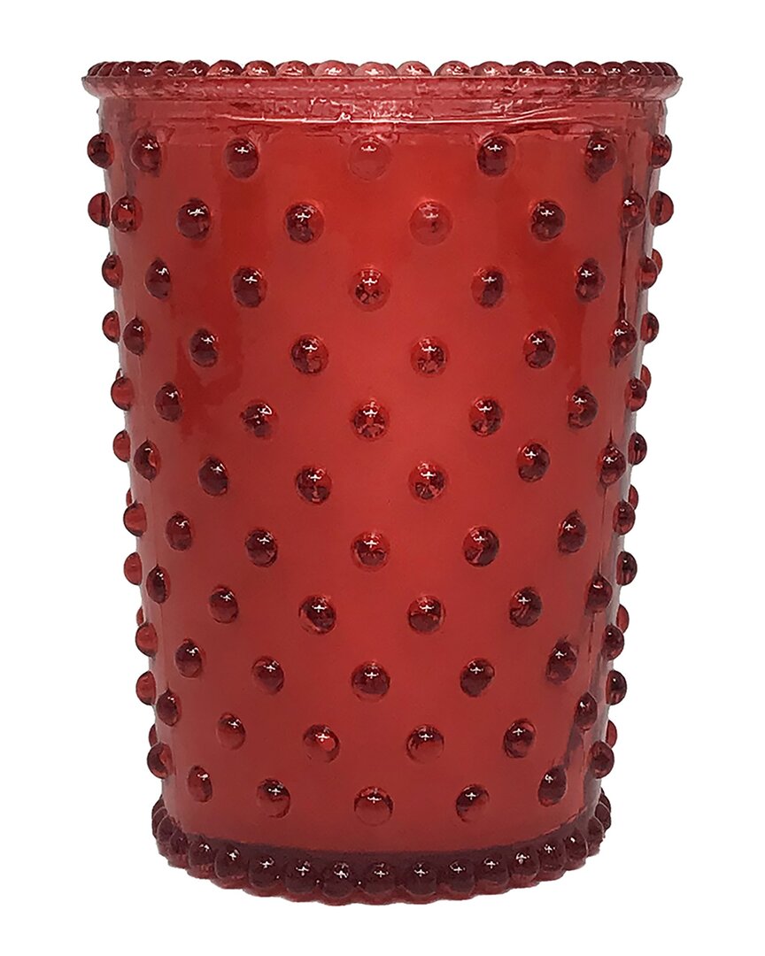 Simpatico Strawberry Poundcake Hobnail Glass Candle In Red