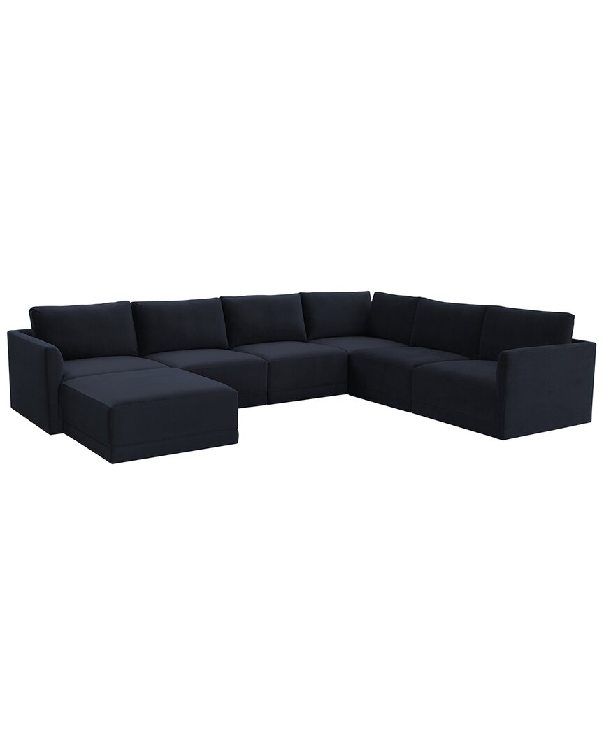 Tov Furniture Willow Large Modular Chaise Sectional In Navy