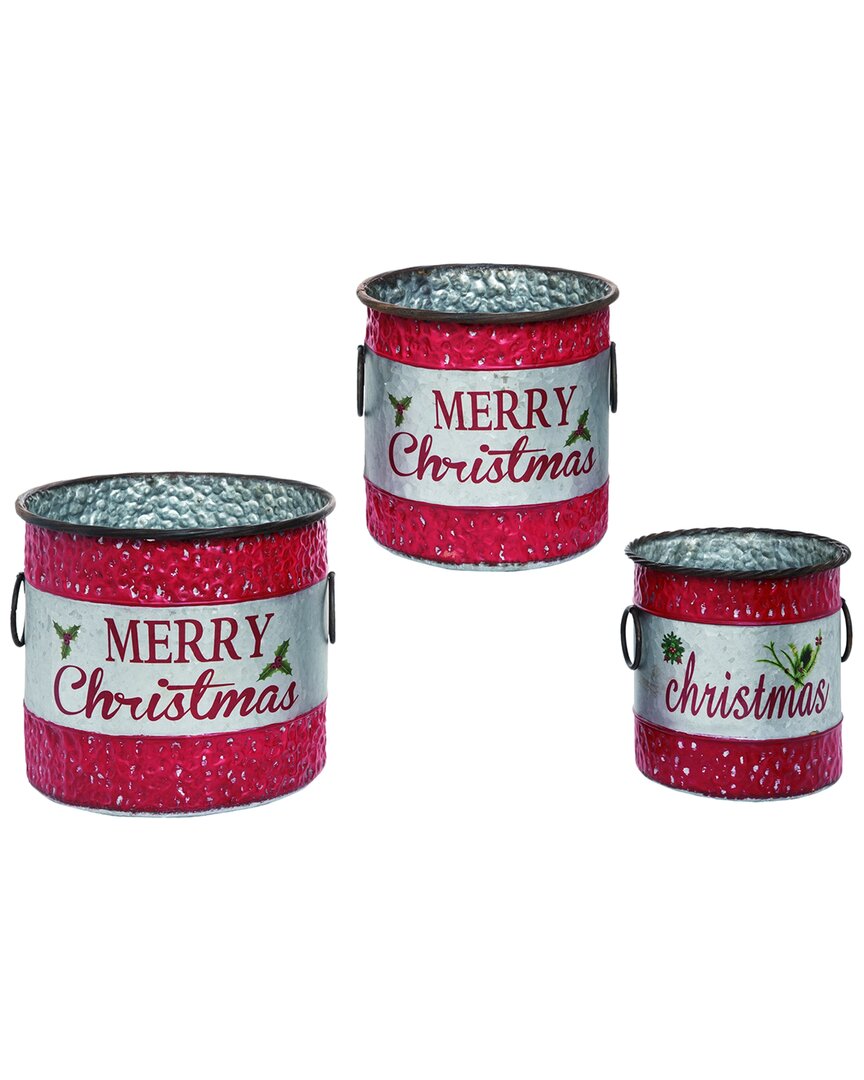 Shop Transpac Set Of 3 Metal 10in Multicolor Christmas Merry Containers