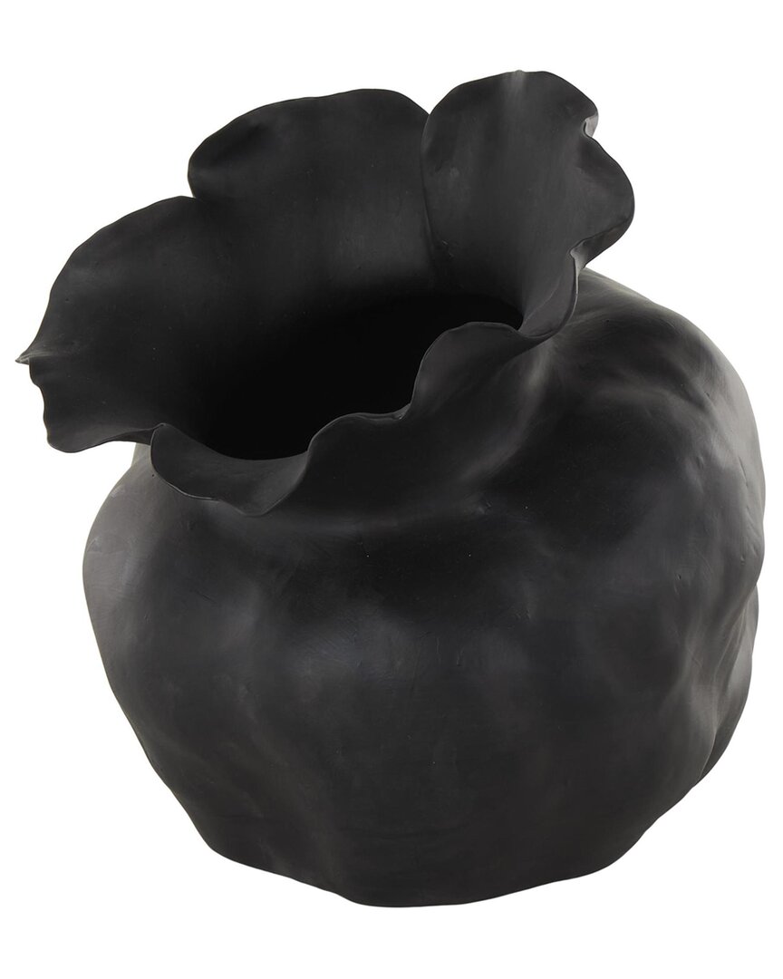 Peyton Lane Abstract Ceramic Floral Inspired Decorative Vase In Black