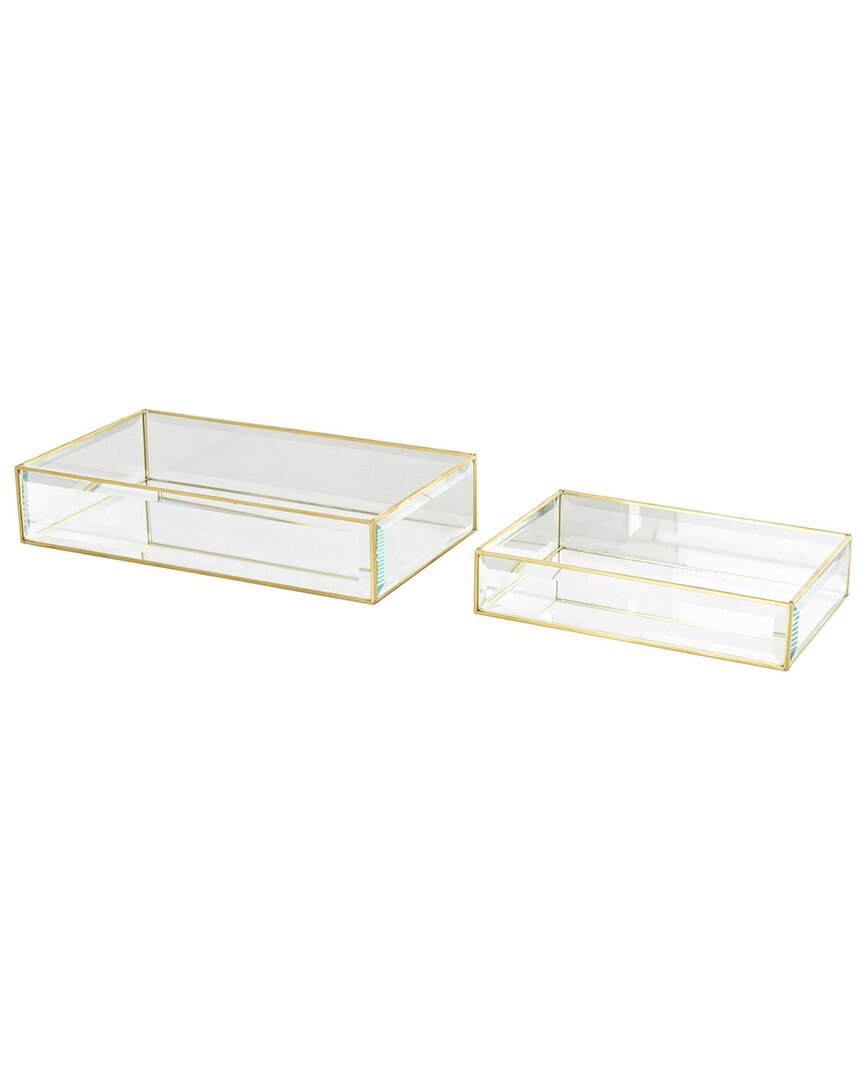 Peyton Lane Set Of 2 Glass Beveled Decorative Jewelry Box