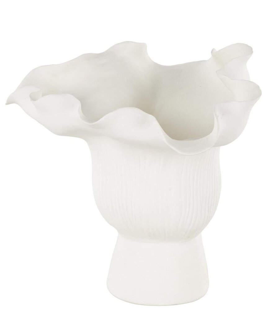 Peyton Lane Abstract Ceramic Floral Inspired Decorative Vase In White