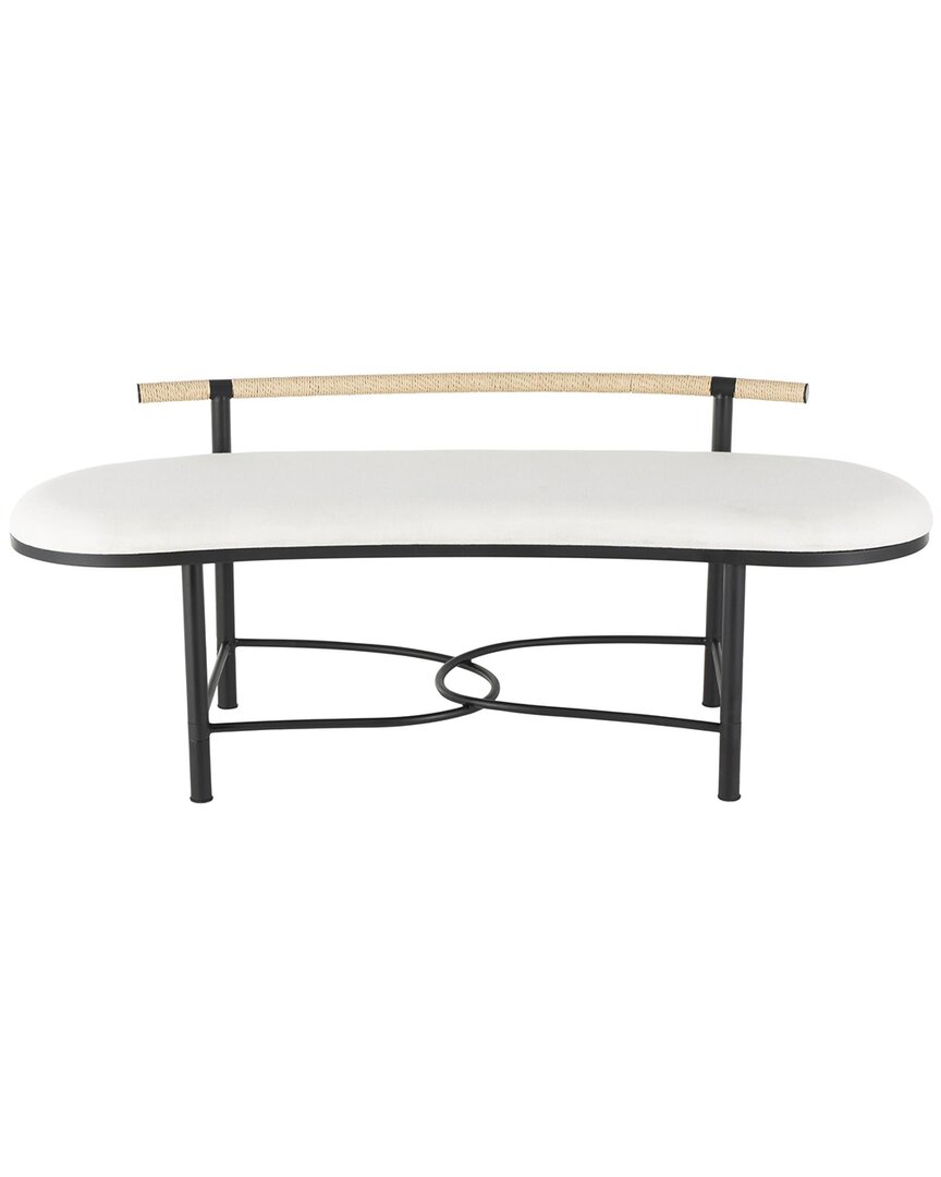 PEYTON LANE PEYTON LANE ABSTRACT METAL UPHOLSTERED OVAL HOME BENCH WITH METAL FRAME & ROPE  ROD BACKREST 