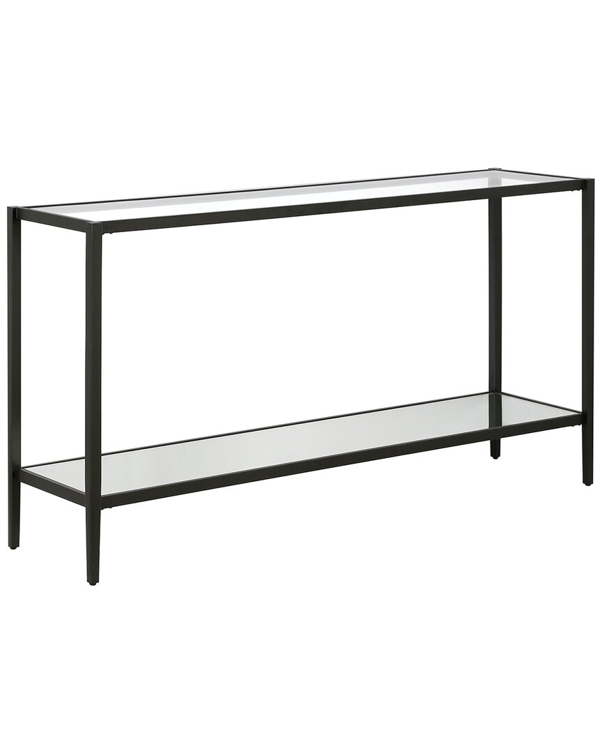 Abraham + Ivy Hera 55in Blackened Bronze Console Table With Mirrored Shelf