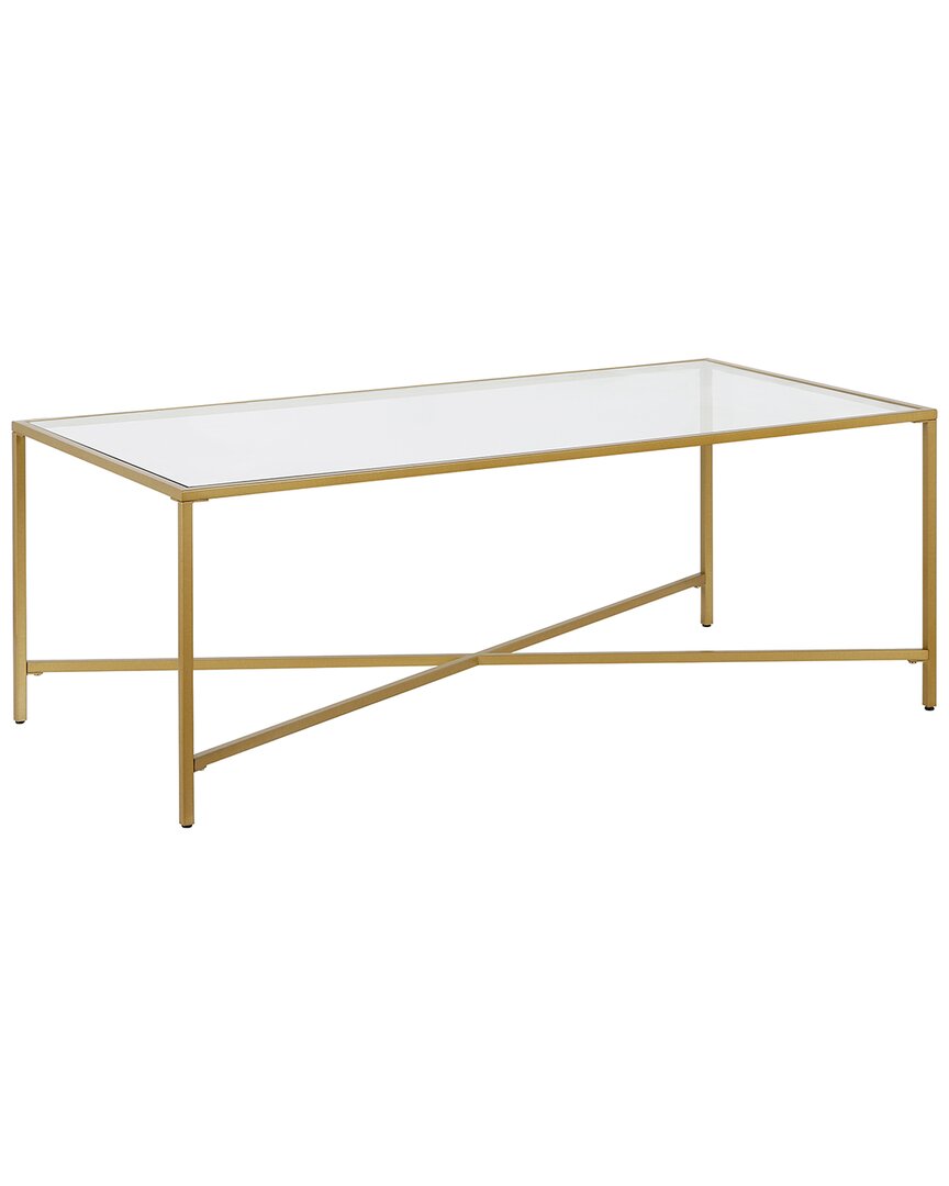 Abraham + Ivy Henley Brass Coffee Table With Glass Top In Gold