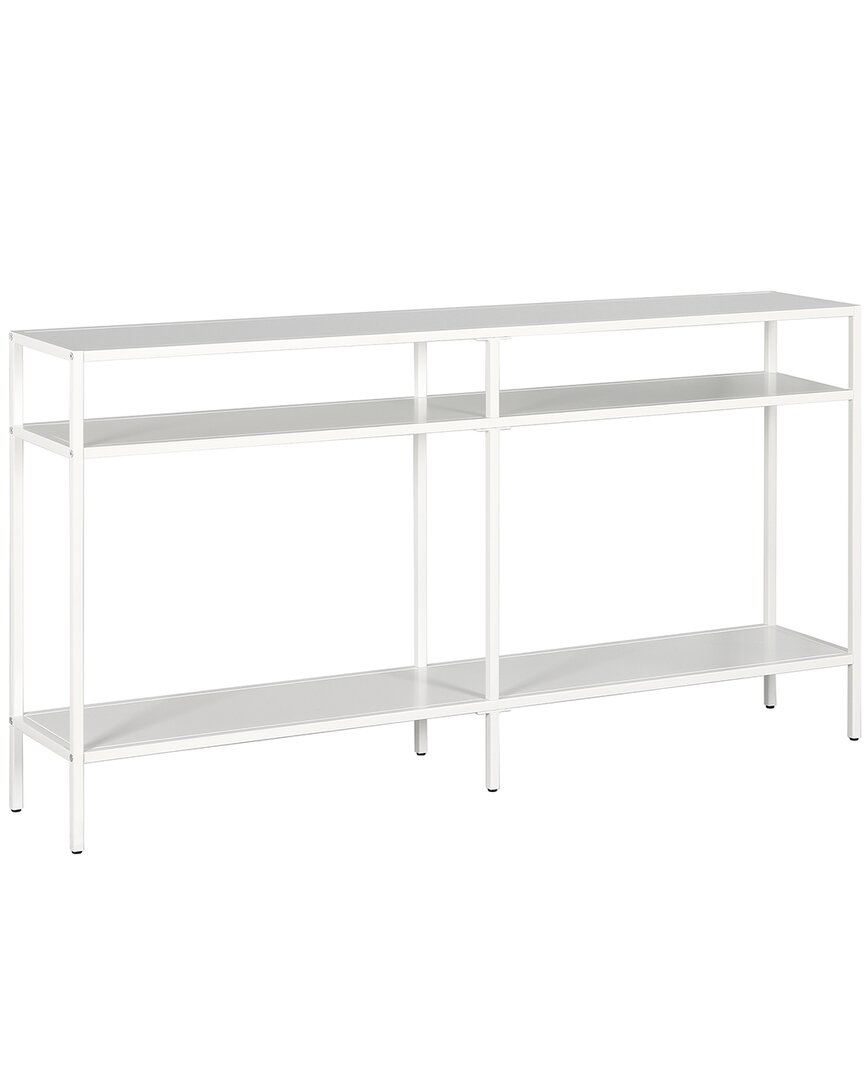 Abraham + Ivy Sivil 55in Matte White Console Table With Metal Shelves