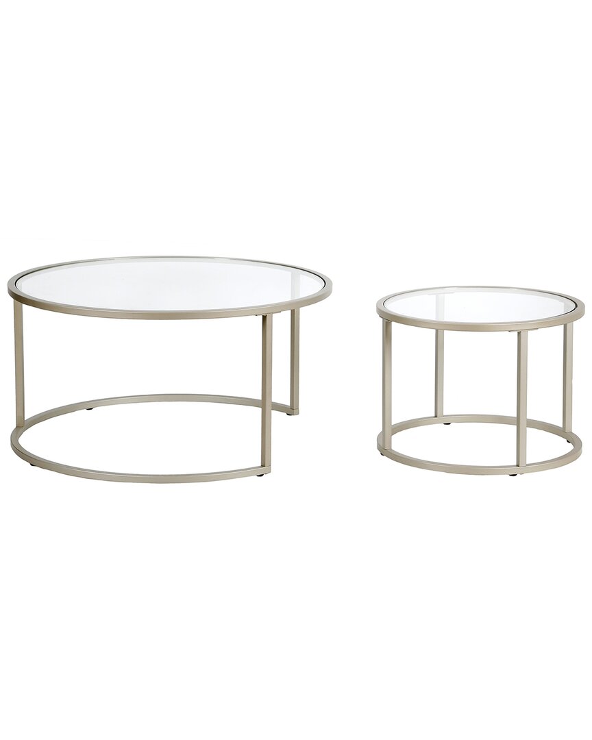 Abraham + Ivy Watson Satin Nickel Nesting Coffee Table Set In Silver