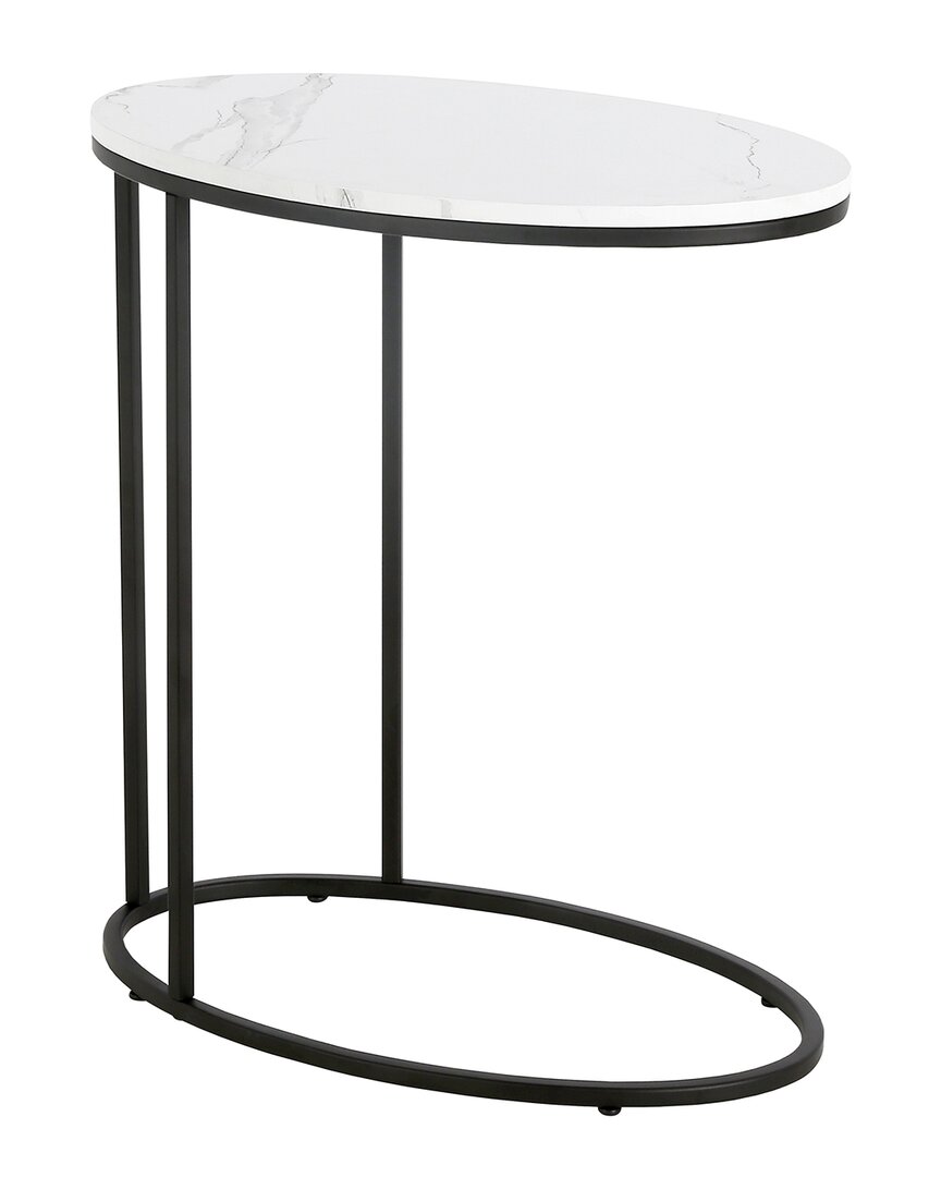 Abraham + Ivy Enzo Blackened Bronze Side Table With Faux Marble Top