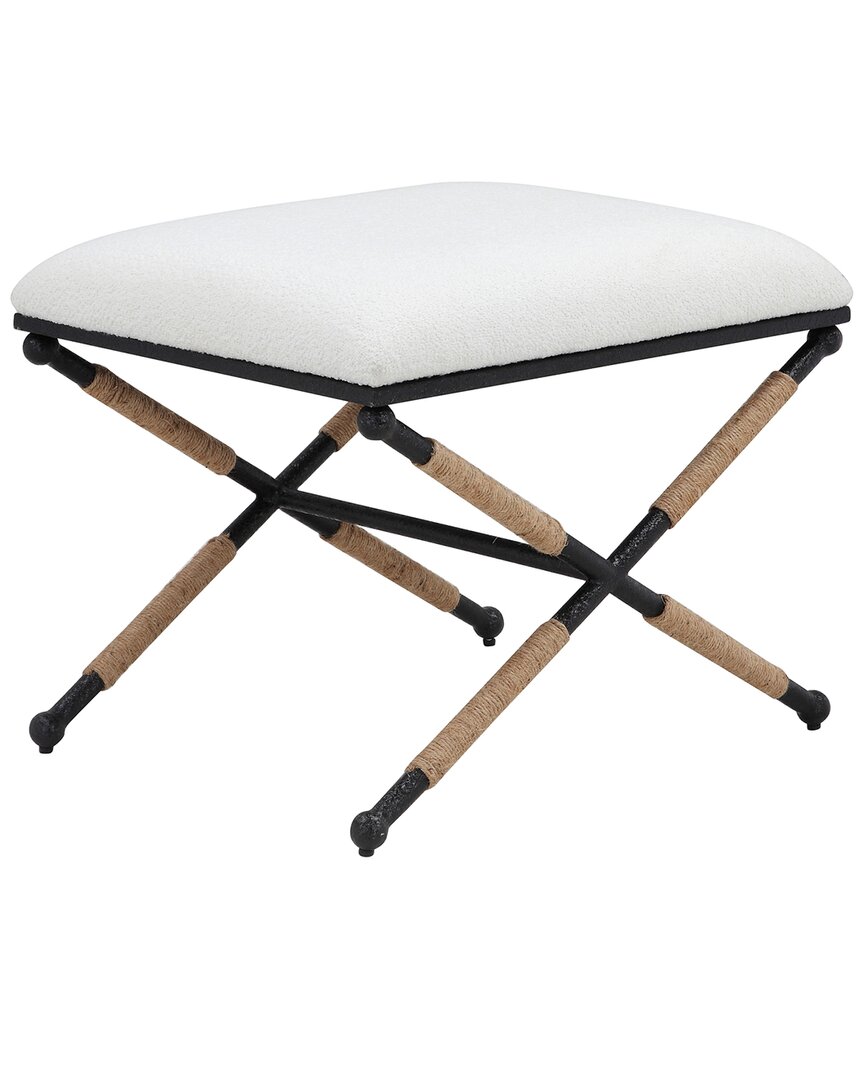 Pangea Home Jaipur Boucle Stool In White