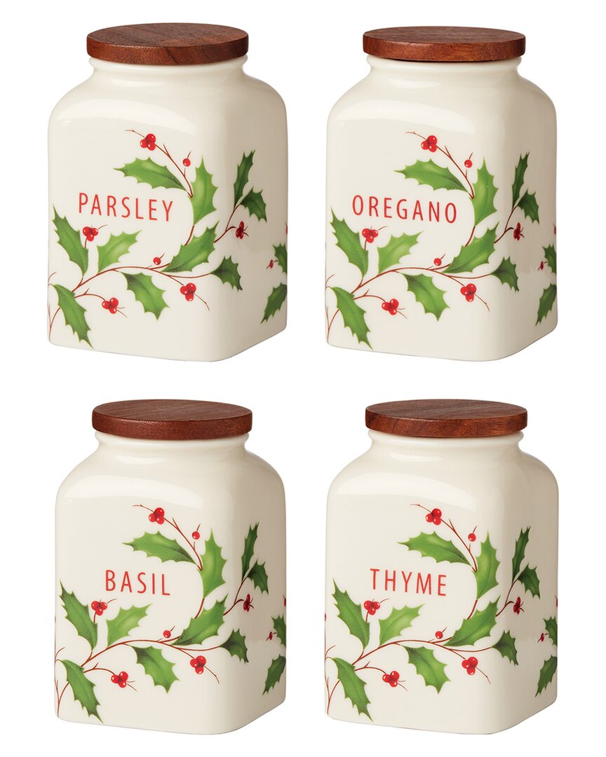 Lenox Holiday Cooking Spice Jars, Set Of 4 In White