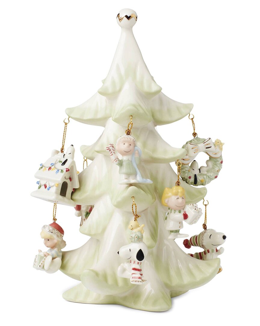 Lenox Snoopy & Friends 11 Piece Christmas Tree Ornament Set In White