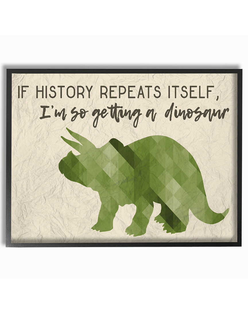 Stupell I'm So Getting A Dinosaur Green Triceratops By Daphne Polselli Framed Art