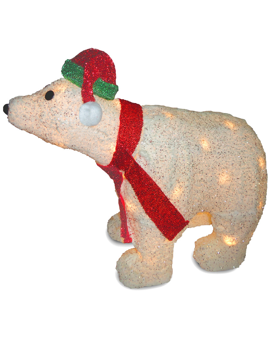 National Tree Company 18.5in White Flannel 3d Polar Bear Decor