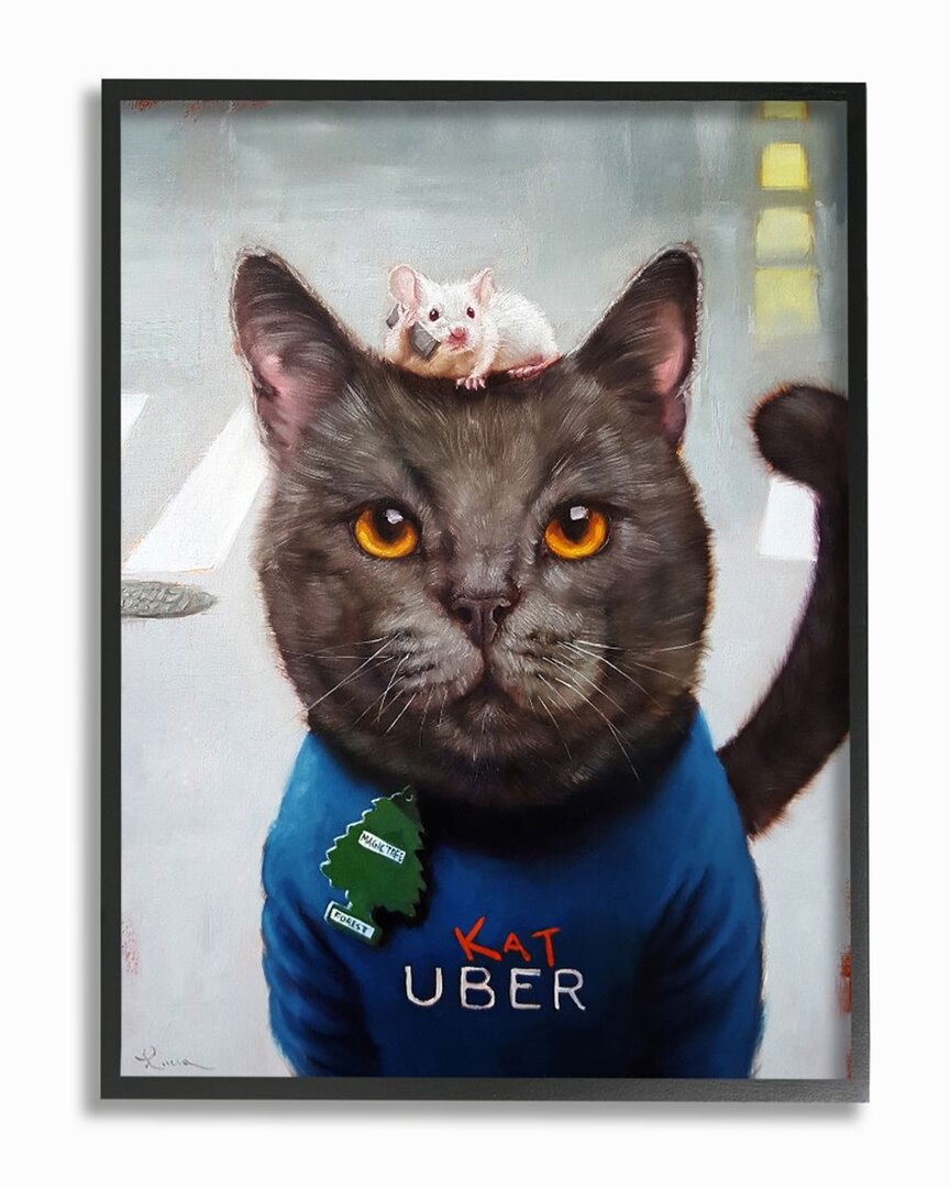 Stupell Cat Taxi Modern Day Animal Humor Ride Share Wall Art