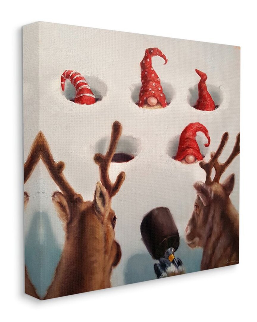 Stupell Holiday Whack An Elf Christmas Reindeer Humor Wall Art
